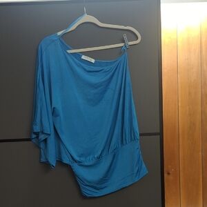 SuiteBlanco Asymmetrical Turquoise Blue Blouse
